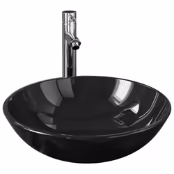 vidaXL Lavandino Bagno con Rubinetto e Piletta in Vetro Temperato Nero - Vista aggiuntiva 2