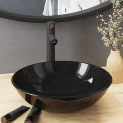 Vidaxl - Lavandino Bagno con Rubinetto e Piletta in Vetro Temperato Nero