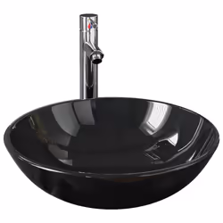 vidaXL Lavandino Bagno con Rubinetto e Piletta in Vetro Temperato Nero - Vista aggiuntiva 2
