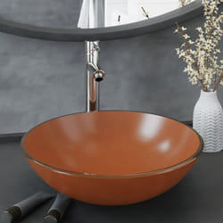 Lavabo, Lavandino con Rubinetto e Piletta in Vetro Temperato Marrone Vidaxl 7062