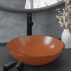 Lavabo, Lavandino con Rubinetto e Piletta in Vetro Temperato Marrone vidaXL 9848