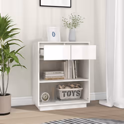 vidaXL Mobile Consolle Bianco 60x34x75 cm in Legno Massello di Pino - Vista aggiuntiva 3