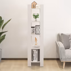 vidaXL Libreria/Divisorio Bianco 41x35x160cm in Legno Massello di Pino - Vista aggiuntiva 3
