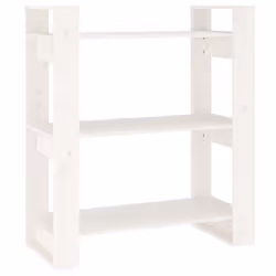 vidaXL Libreria/Divisorio Bianco 80x35x91 cm in Legno Massello di Pino - Vista aggiuntiva 2