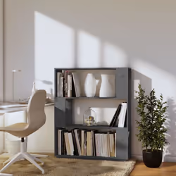 vidaXL Libreria/Divisorio Grigio 80x25x101 cm Legno Massello di Pino - Vista aggiuntiva 3