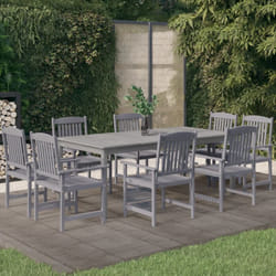 Set da Pranzo da Giardino 9 pz Legno Massello di Acacia Grigio Vidaxl