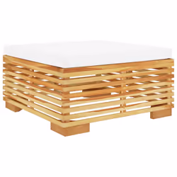 Poggiapiedi da Giardino con Cuscino Crema Legno Massello Teakcod mxl 95431 - Vista aggiuntiva 2