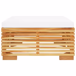 Poggiapiedi da Giardino con Cuscino Crema Legno Massello Teakcod mxl 95431 - Vista aggiuntiva 3