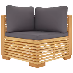 vidaXL Divano Angolare Giardino Cuscini Grigio Scuro Massello di Teak - Vista aggiuntiva 2