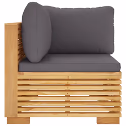 vidaXL Divano Angolare Giardino Cuscini Grigio Scuro Massello di Teak - Vista aggiuntiva 3