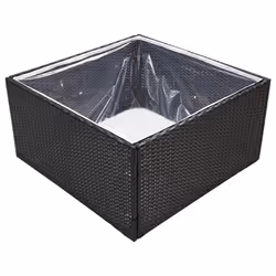 vidaXL Fioriera da Giardino Nero 80x80x40 cm in Polyrattan - Vista aggiuntiva 3