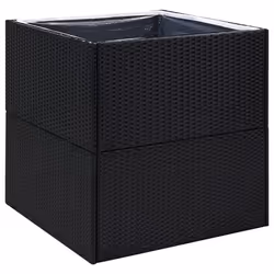 vidaXL Fioriera da Giardino Nero 80x80x80 cm in Polyrattan - Vista aggiuntiva 2