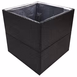 vidaXL Fioriera da Giardino Nero 80x80x80 cm in Polyrattan - Vista aggiuntiva 3