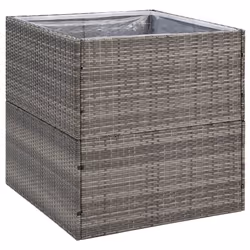 vidaXL Fioriera da Giardino Grigia 80x80x80 cm in Polyrattan - Vista aggiuntiva 2