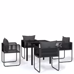 vidaXL Set da Pranzo da Giardino 5 pz Nero - Vista aggiuntiva 2