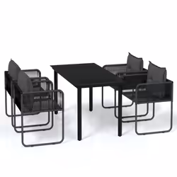 vidaXL Set da Pranzo da Giardino 5 pz Nero - Vista aggiuntiva 2