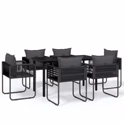vidaXL Set da Pranzo da Giardino 7 pz Nero - Vista aggiuntiva 2