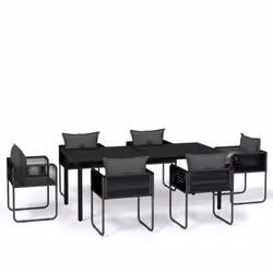 vidaXL Set da Pranzo da Giardino 7 pz Nero - Vista aggiuntiva 2