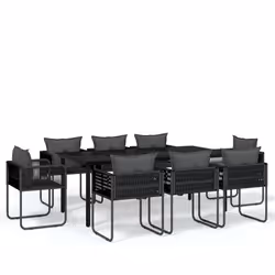 vidaXL Set da Pranzo da Giardino 9 pz Nero - Vista aggiuntiva 2