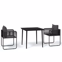 vidaXL Set da Pranzo da Giardino 3 pz Nero - Vista aggiuntiva 2
