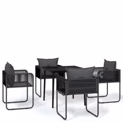 vidaXL Set da Pranzo da Giardino 5 pz Nero - Vista aggiuntiva 2