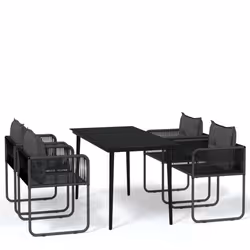 vidaXL Set da Pranzo da Giardino 5 pz Nero - Vista aggiuntiva 2