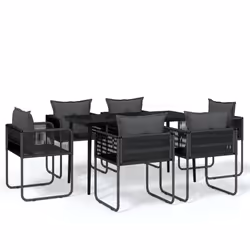 vidaXL Set da Pranzo da Giardino 7 pz Nero - Vista aggiuntiva 2