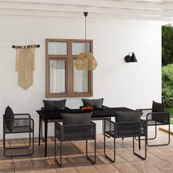 vidaXL Set da Pranzo da Giardino 7 pz Nero