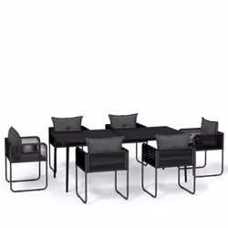 vidaXL Set da Pranzo da Giardino 7 pz Nero - Vista aggiuntiva 2