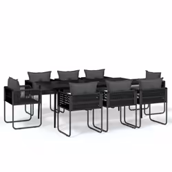 vidaXL Set da Pranzo da Giardino 9 pz Nero - Vista aggiuntiva 2