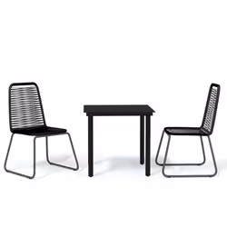 vidaXL Set Mobili da Pranzo per Giardino 3 pz Nero - Vista aggiuntiva 2