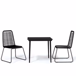 vidaXL Set Mobili da Pranzo per Giardino 3 pz Nero - Vista aggiuntiva 2