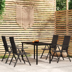 vidaXL Set da Pranzo da Giardino 5 pz Nero