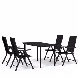 vidaXL Set da Pranzo da Giardino 5 pz Nero - Vista aggiuntiva 2