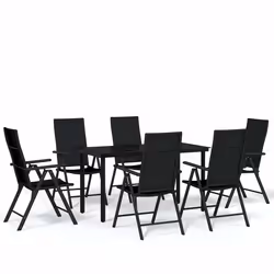 vidaXL Set da Pranzo da Giardino 7 pz Nero - Vista aggiuntiva 2