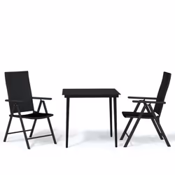 vidaXL Set Mobili da Pranzo per Giardino 3 pz Nero - Vista aggiuntiva 2