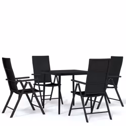 vidaXL Set da Pranzo da Giardino 5 pz Nero - Vista aggiuntiva 2