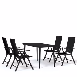 vidaXL Set da Pranzo da Giardino 5 pz Nero - Vista aggiuntiva 2