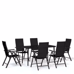 vidaXL Set da Pranzo da Giardino 7 pz Nero - Vista aggiuntiva 2