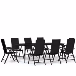 vidaXL Set da Pranzo per Giardino 9 pz con Cuscini Nero - Vista aggiuntiva 2