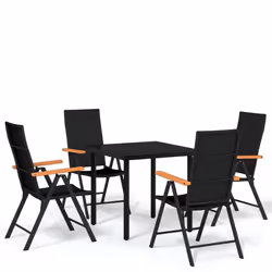 vidaXL Set da Pranzo da Giardino 5 pz Nero - Vista aggiuntiva 2