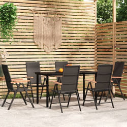 Vidaxl - Set da Pranzo da Giardino 7 pz Nero