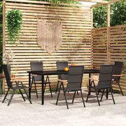 Set Mobili da Pranzo per Giardino 7 pz Nero Vidaxl