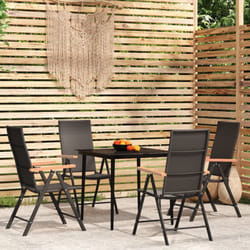 5 pz Set da Pranzo da Giardino, Set tavolo e sedie da giardino Nero vidaXL