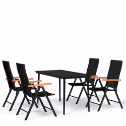 vidaXL Set da Pranzo da Giardino 5 pz Nero - Vista aggiuntiva 2
