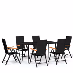 vidaXL Set da Pranzo da Giardino 7 pz Nero - Vista aggiuntiva 2