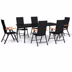 Crea un'estetica avvincente e coesa nel vostro spazio esterno con questo set da pranzo da giardino! Questo set da tavola da g ...