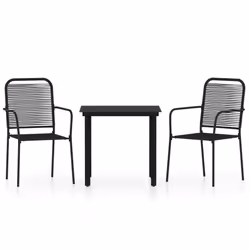vidaXL Set Mobili da Pranzo per Giardino 3 pz Nero - Vista aggiuntiva 2