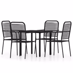 vidaXL Set Mobili da Pranzo per Giardino 5 pz Nero - Vista aggiuntiva 2