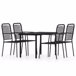 vidaXL Set Mobili da Pranzo per Giardino 5 pz Nero - Vista aggiuntiva 2